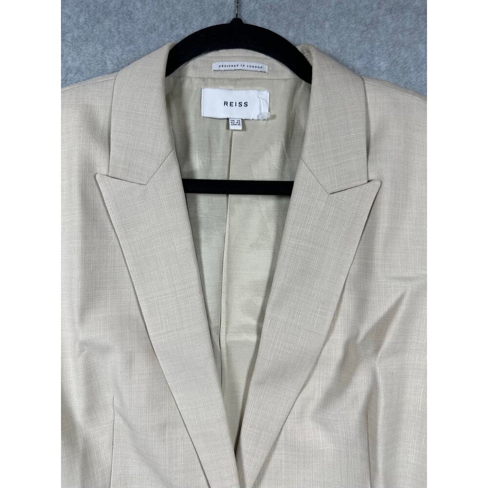 Reiss Wool Blend Blazer Jacket Women's Size 10 Beige Single Breasted Peak Lapel - Picture 4 of 8
